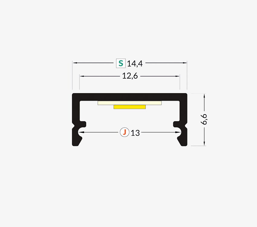 Begton12 - Anodised, J-Diffuser, S-Clips, End-Caps, 2m Set