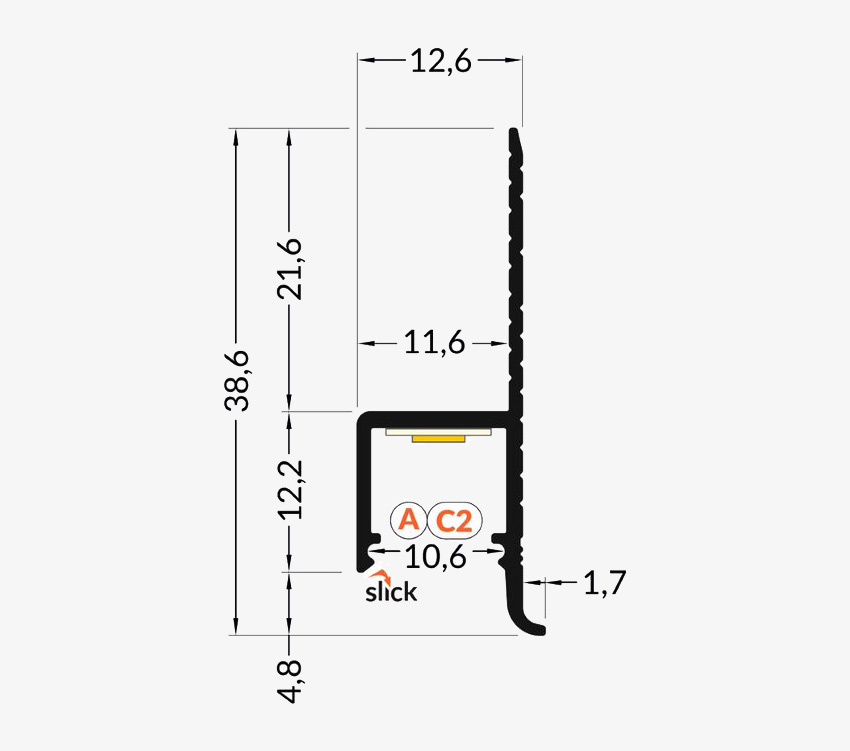 Plaster-over profile, Omni10, edge, A/C2, 2000