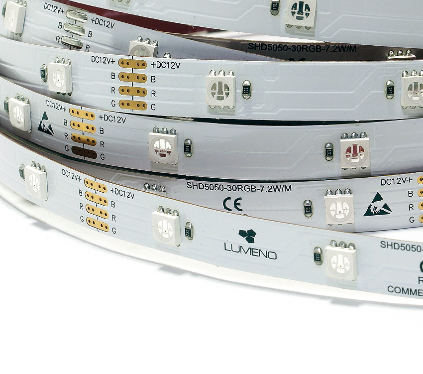 SHD30 RGB LED Strip, 7.2W/m, IP20, 24V, p/m