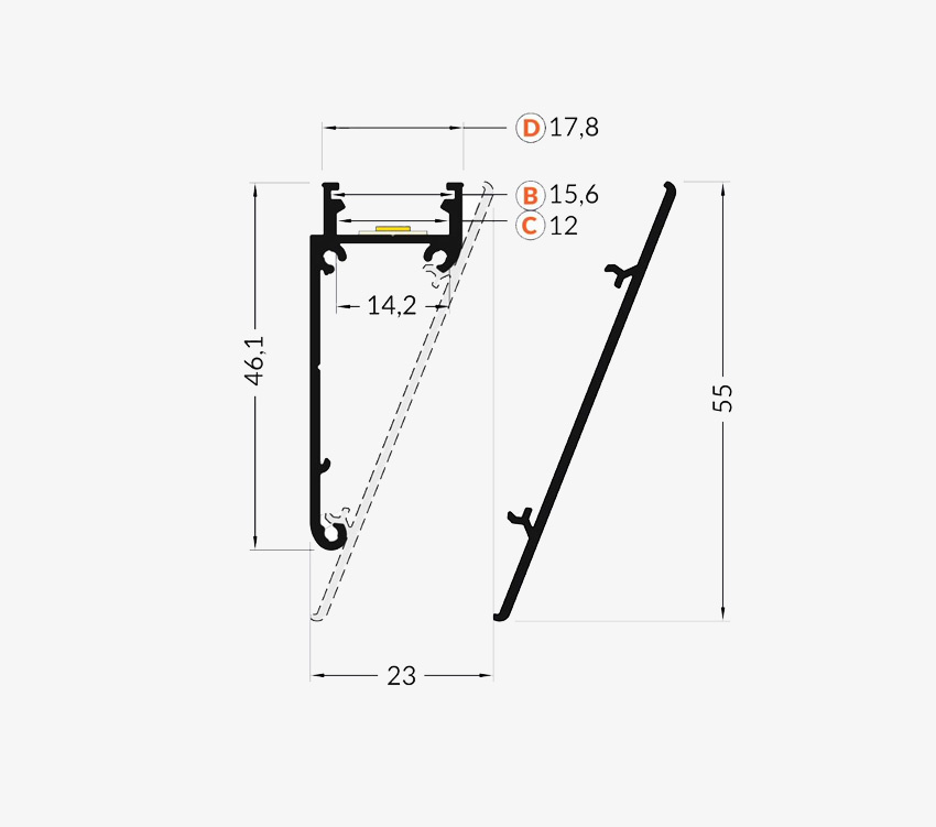 Profile Walle12 [BCD] - Anodized - 1m